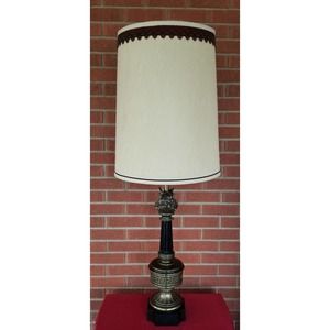 Stiffel Greek Key Brass Table Lamp With Large Flame Top